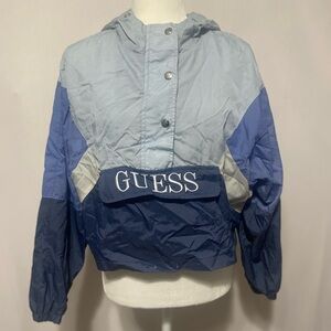 Guess color block front pocket crop windbreaker  jacket